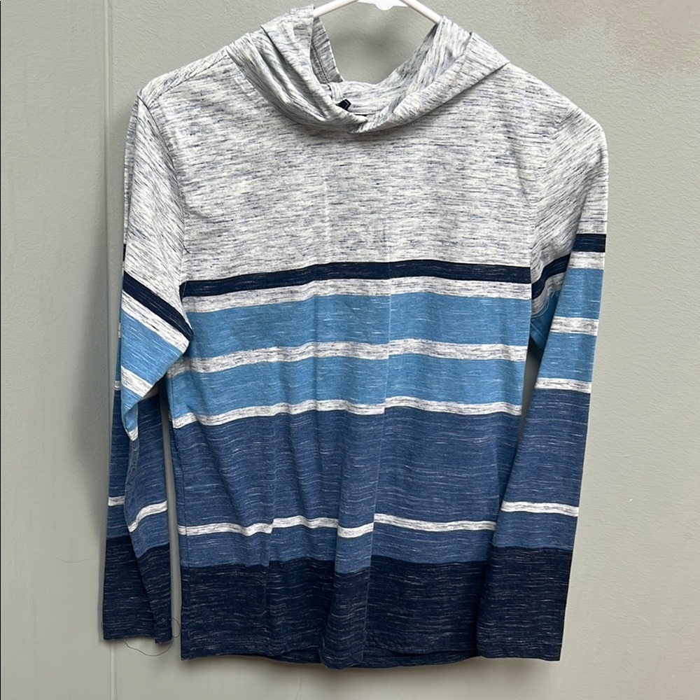 Light weight boys Striped Blue and Gray Hoodie - Picture 1 of 3